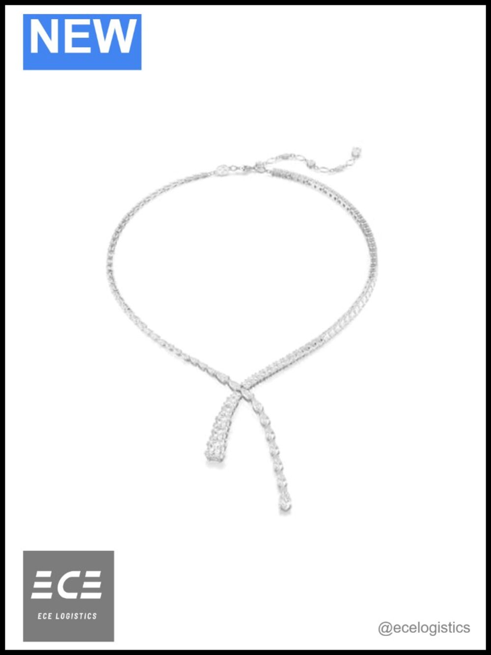 Swarovski Matrix Y Necklace Mixed Cuts Rhodium Plated